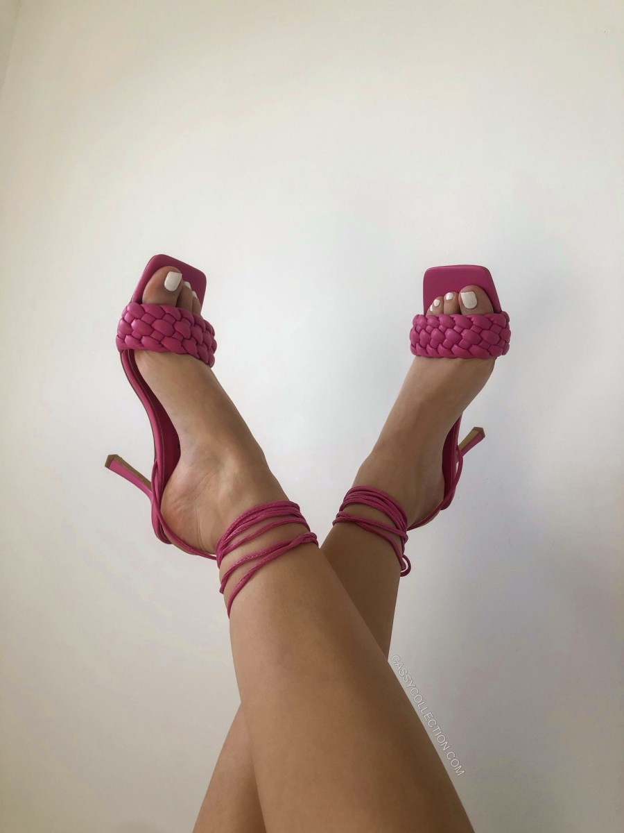 Shoes CASSY Sandals | Pink Sandals With Laces And Braided Straps