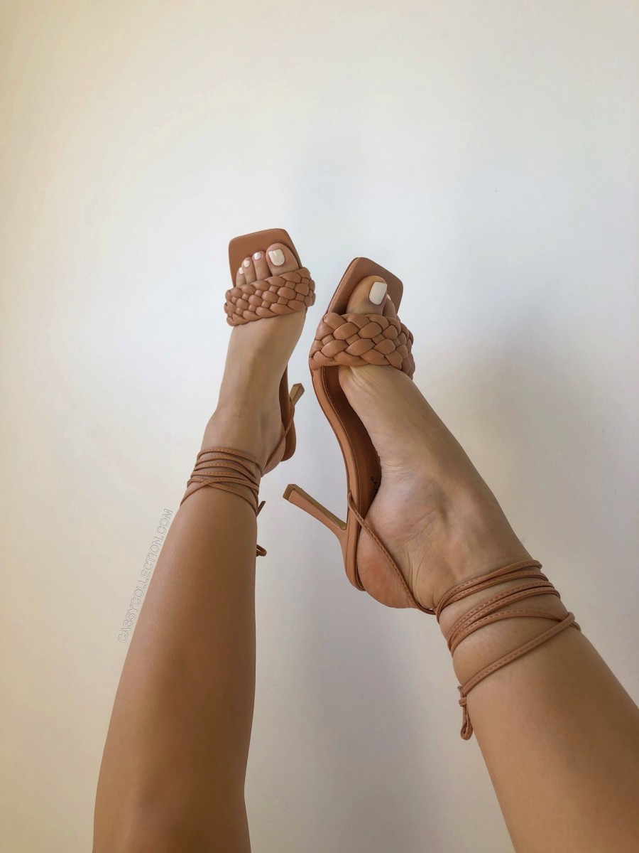 Shoes CASSY Sandals | Beige Sandals With Laces And Braided Straps